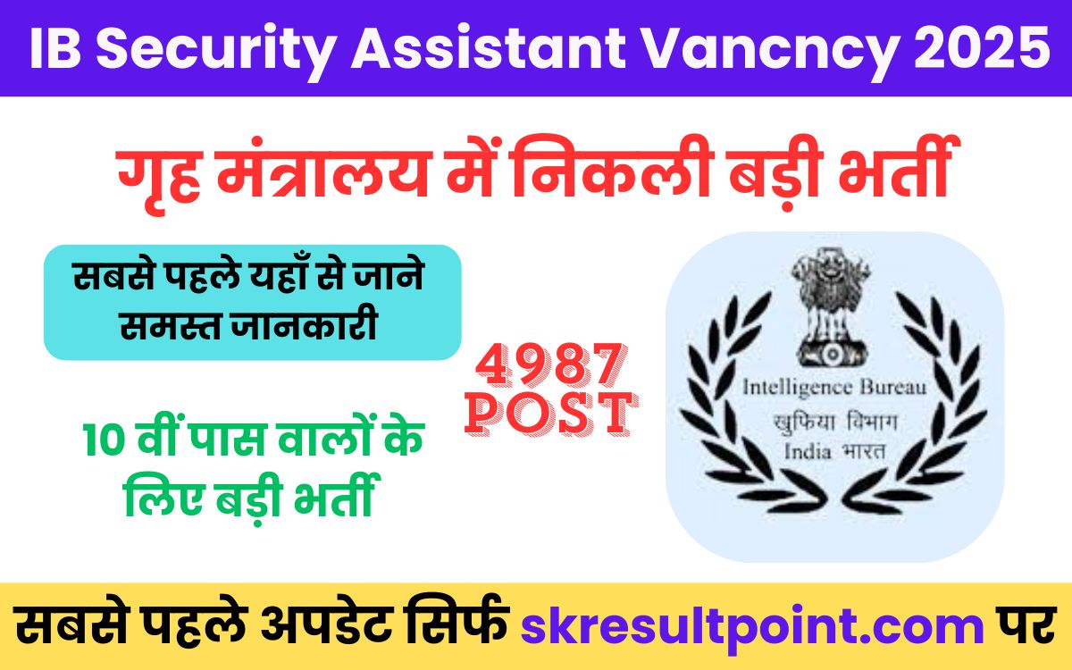 Intelligence Bureau Security Assistant Recruitment 2025
