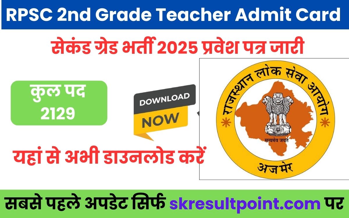 RPSC 2nd Grade Teacher Admit Card 2025