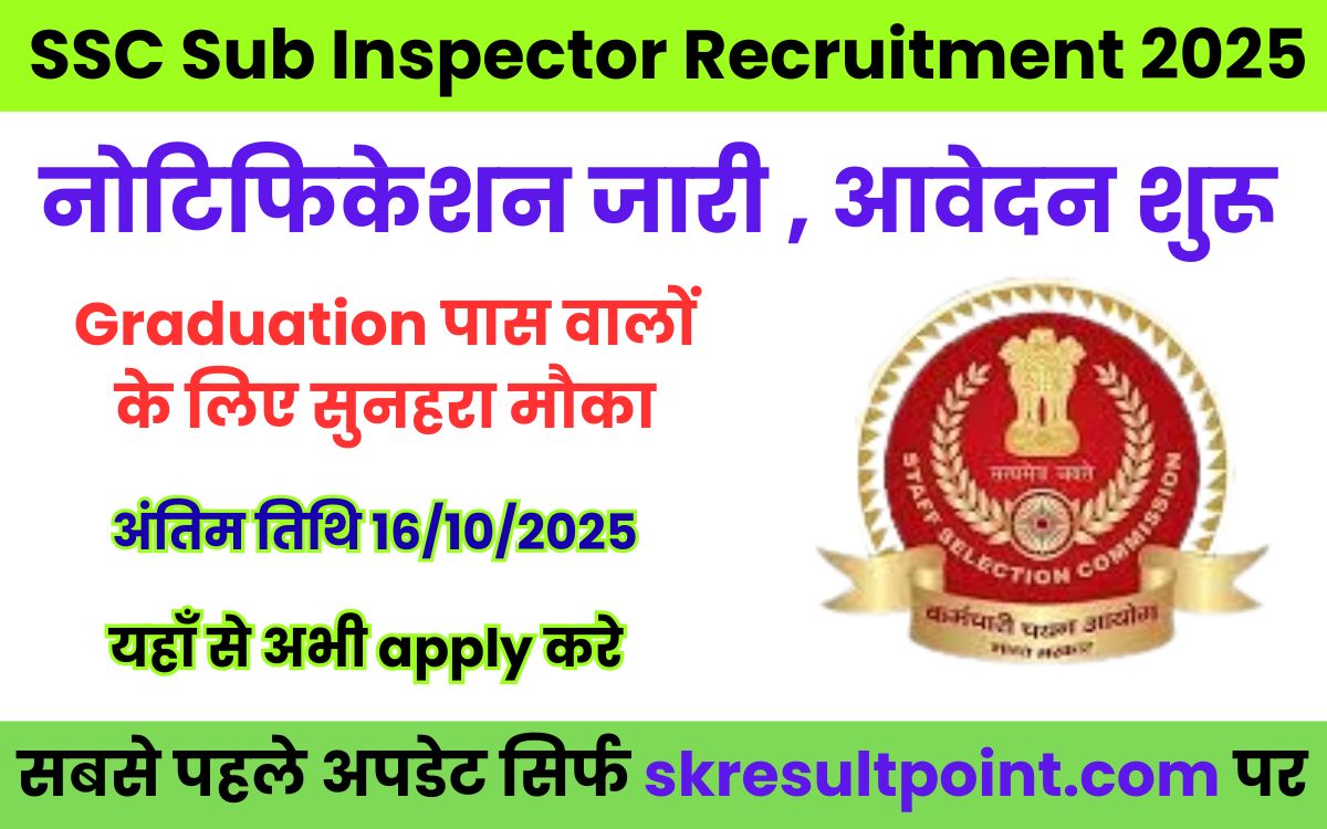 SSC Sub Inspector Recruitment 2025