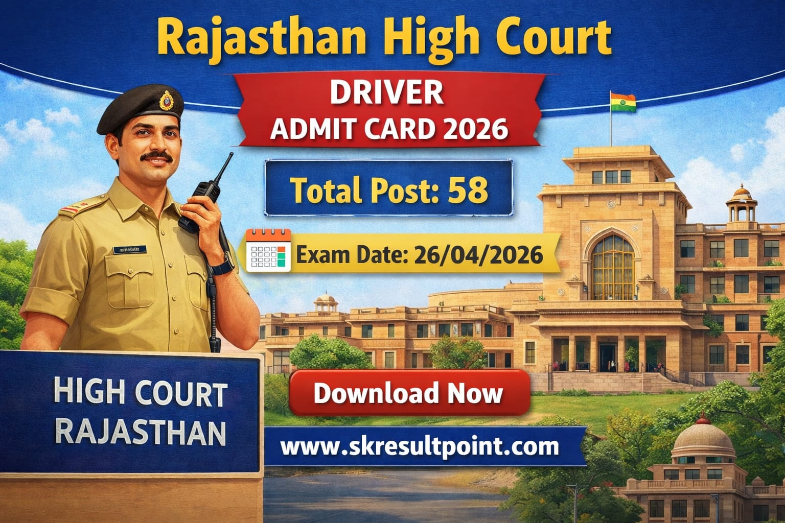 Rajasthan High Court Driver Admit Card